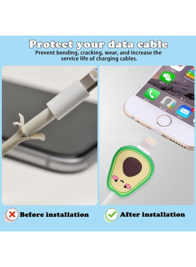 ChicAbode حافظة واقية لشاحن iPhone على شكل أفوكادو ثلاثي الأبعاد، غطاء واقي لكابل USB ومحول طاقة 18 وات/20 وات، كابل بيانات وشاحن USB وخط بيانات وحامي سلك الهاتف، لأجهزة iPhone 11 و12 و13 و14 Pro Max XS XR - Image 4